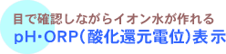 目で確認しながらイオン水が作れるpH・ORP(酸化還元電位)表示 caption
